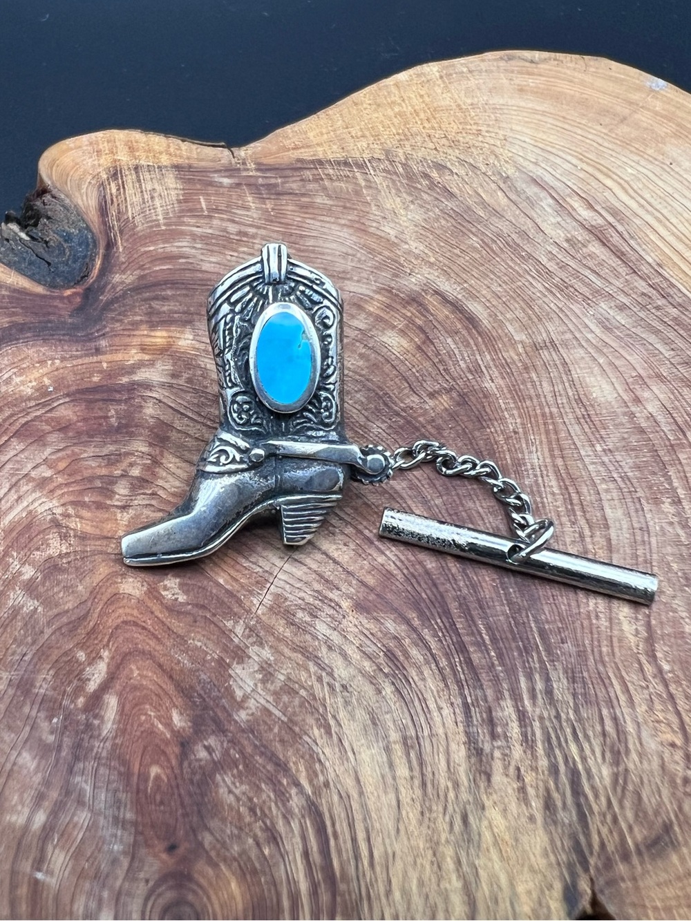 Sterling Silver & Turquoise Cowboy Boot Pin